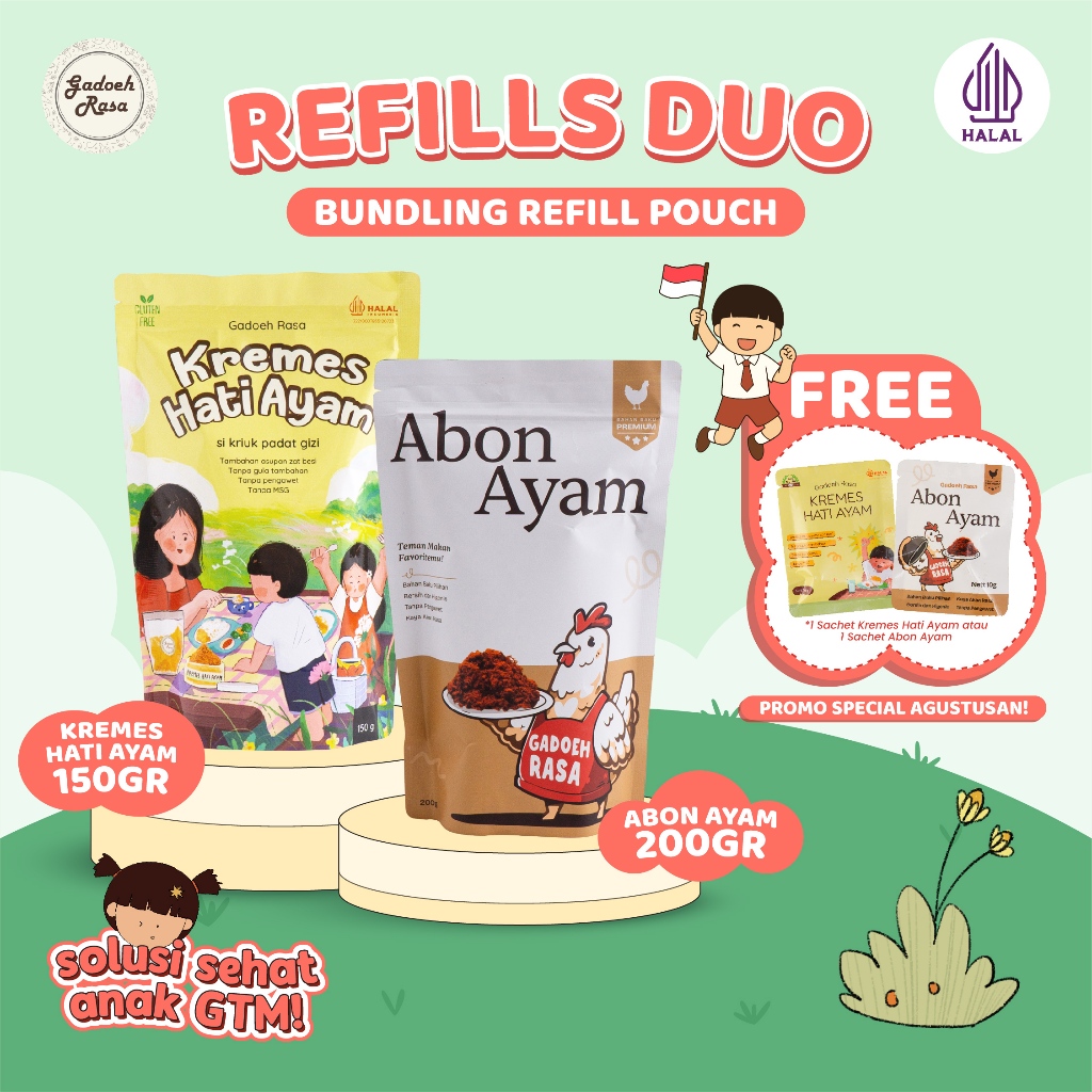 

Gadoeh Rasa Refills Duo Abon Ayam Refill 200gr+Kremes Hati ayam Refill 150gr