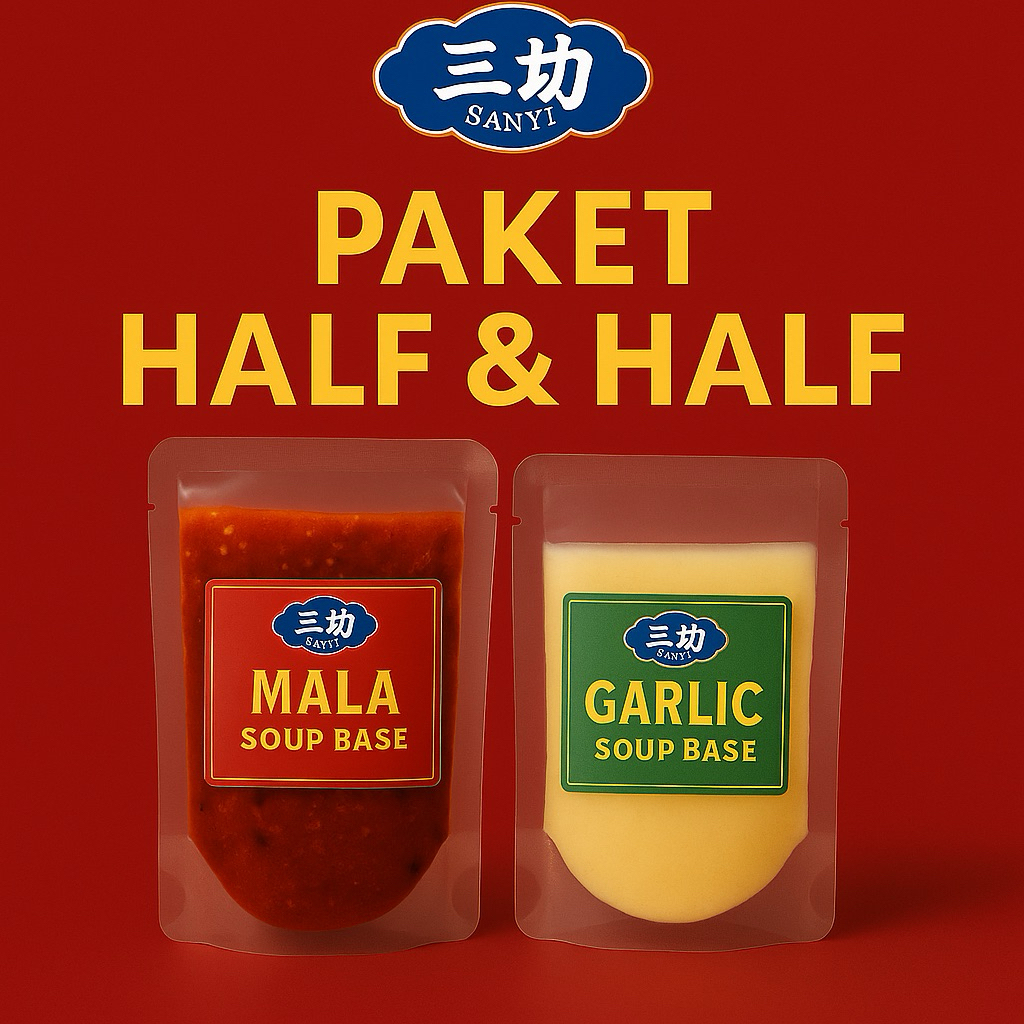 

SANYI Combo Mala & Garlic Soup – Paket Bumbu Hotpot Pedas + Tidak Pedas | Hotpot / Grilled Fish