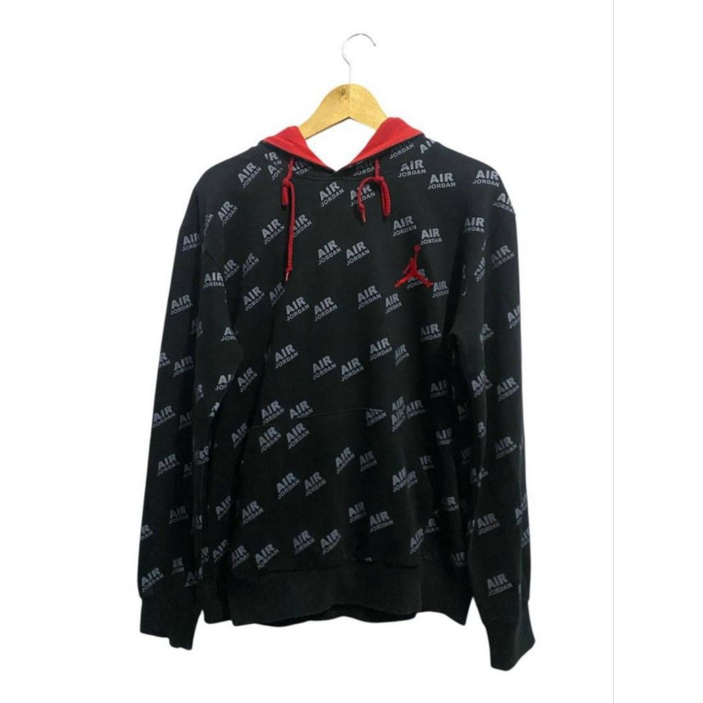 preloved hoodie jordan aop hitam merah size M