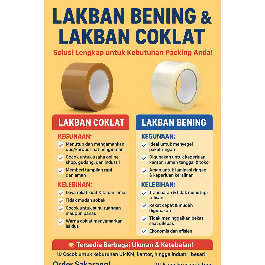 

LAKBAN BENING/ COKLAT DAYA REKAT KUAT MERK STAR 90 YARD LEBAR: 2 INCHI (45MM) 45 MICRON