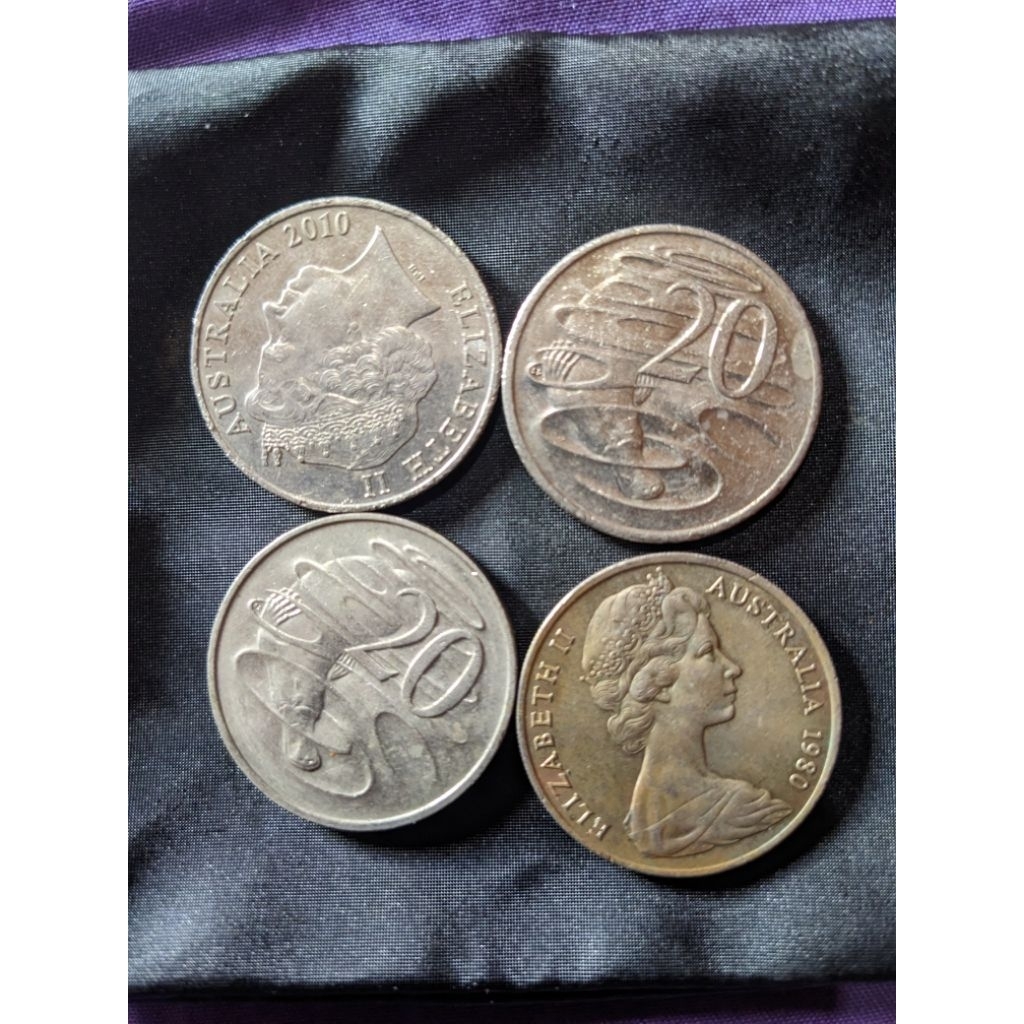 4 koin 20 cent australia tahun campur
