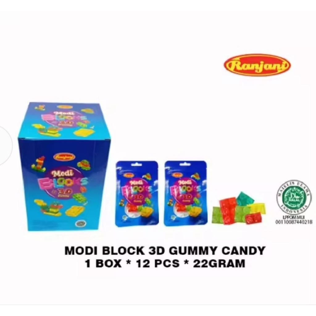 

Permen Jelly Gummy Gami Gumi Moody Blocks 3D (1 boks isi 12 pcs)