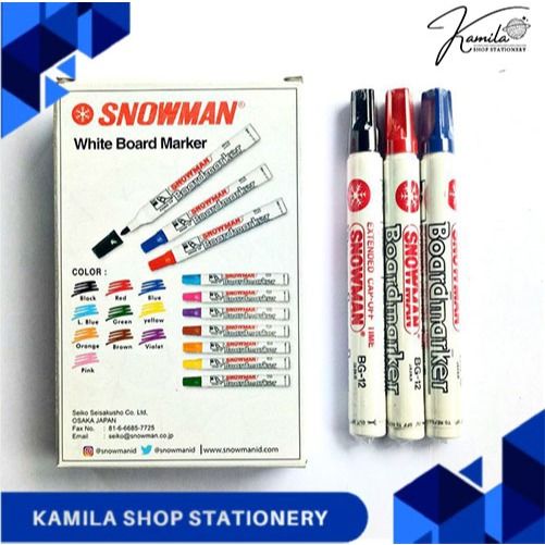 

Spidol White Board Snowman BG-12 Pcs / BG12 Papan Whiteboard Besar Hitam