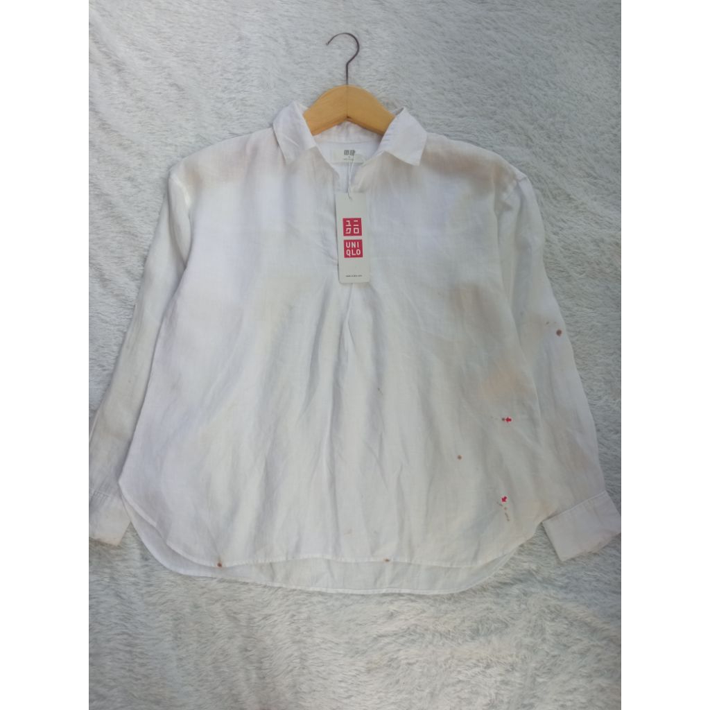 Kemeja Blouse Uniqlo Putih Free 1 Pcs Kemeja Blouse