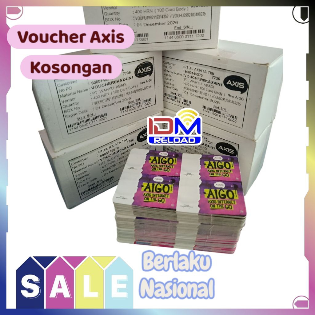 voucher Axis kosongan / zero bahan injek data