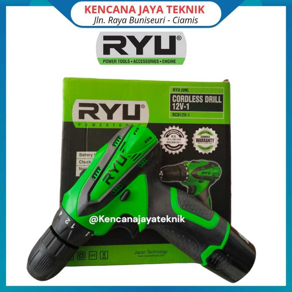 Bor Cas Listrik Mini Baterai Ryu Cordless Drill 12V-1 Japan Technology