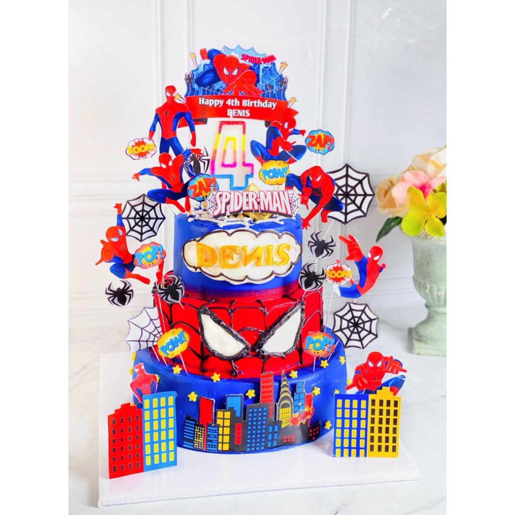 

kue ulang tahun/birthday cake spiderman topper cake