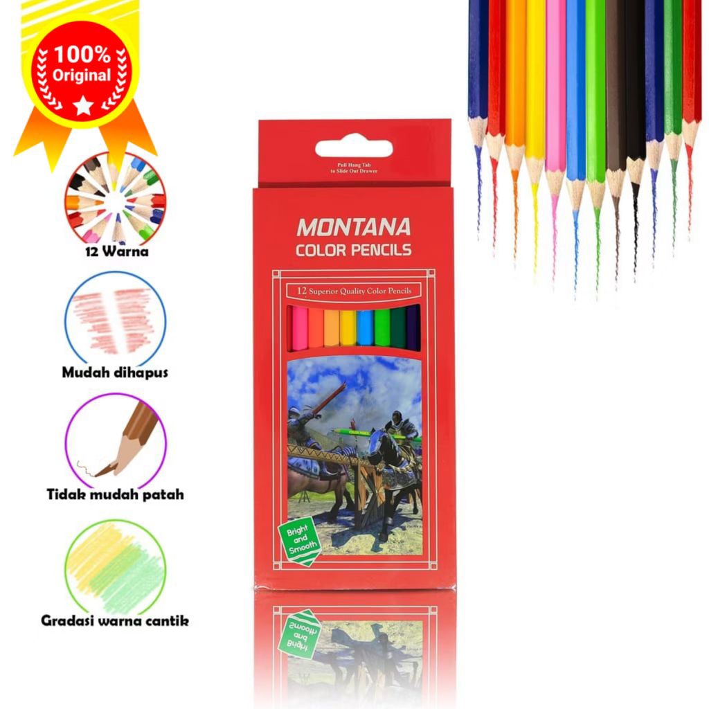 

Pensil Warna MONTANA 12 Warna Superior Quality 12 Colored Pencils Bright And Smooth / Th-700-12