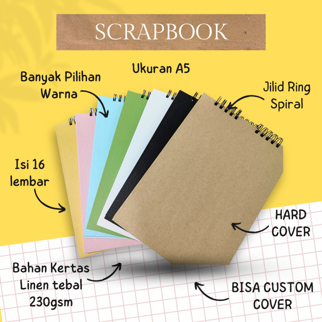 

Scrapbook Album Jurnal Vintage, isi Polos, HARD COVER bisa di CUSTOM, ukuran A5