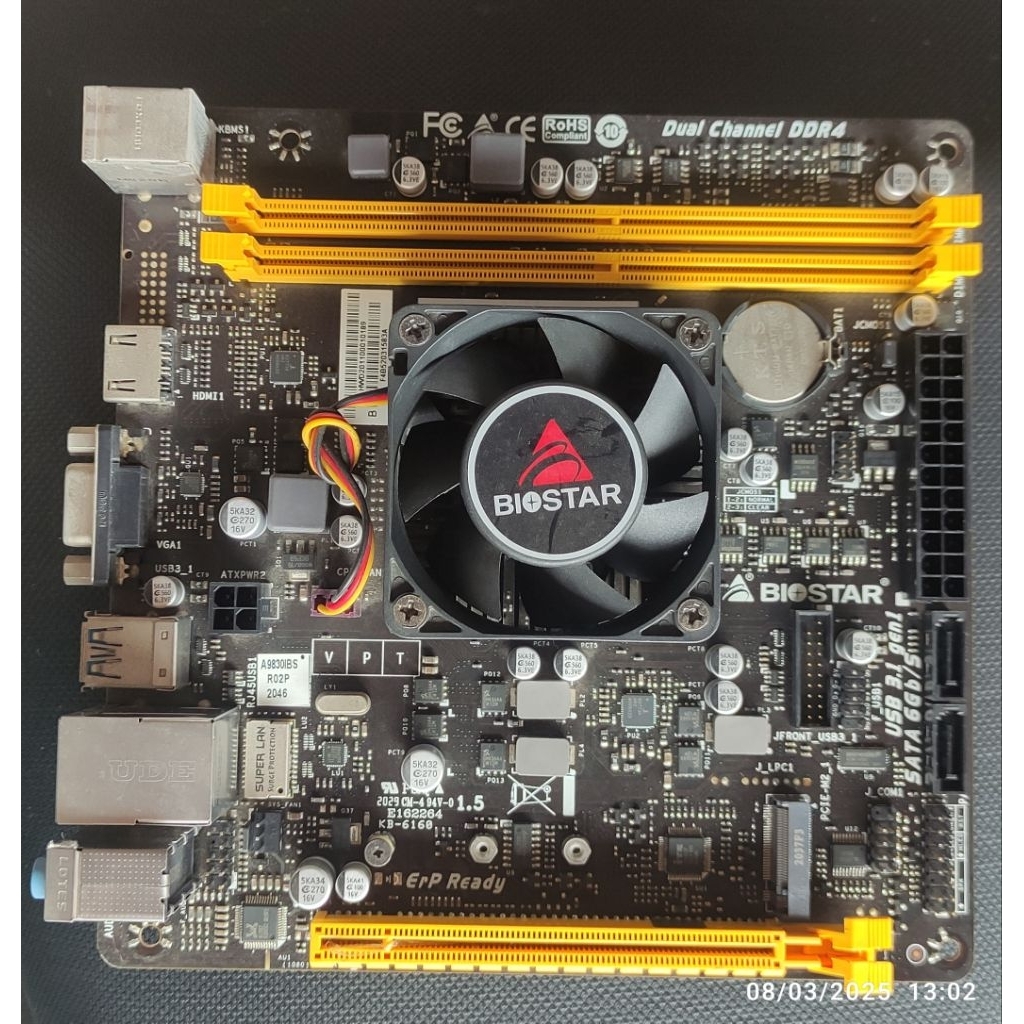 mainboard Biostar A10N-9830E (inc cpu AMD FX)+ case cooler master elite 120 ITX +  ram ddr4 2666 tea