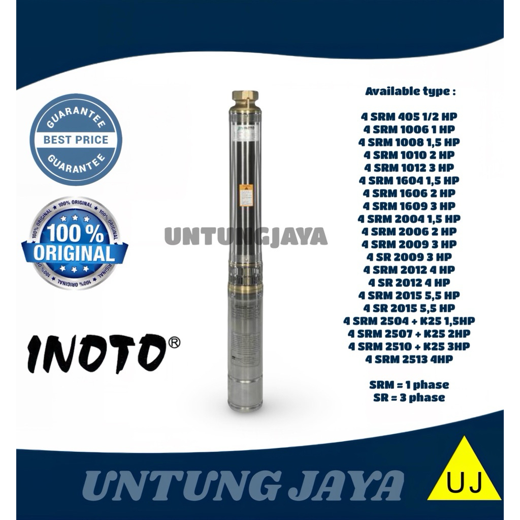 POMPA SUBMERSIBLE INOTO 4 SRM 2009 3 HP // POMPA CELUP INOTO 4SRM2009 3 HP // JUAL POMPA INOTO SURAB