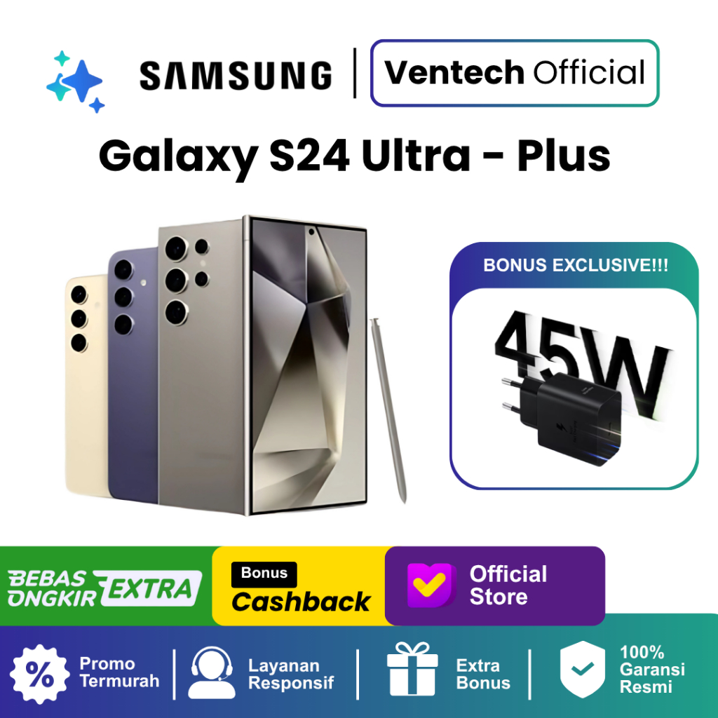 Samsung Galaxy S24 Ultra S24+ S24 [12/256GB 12/512GB 12/1TB] Violet Yellow Gray Black - 100% Garansi
