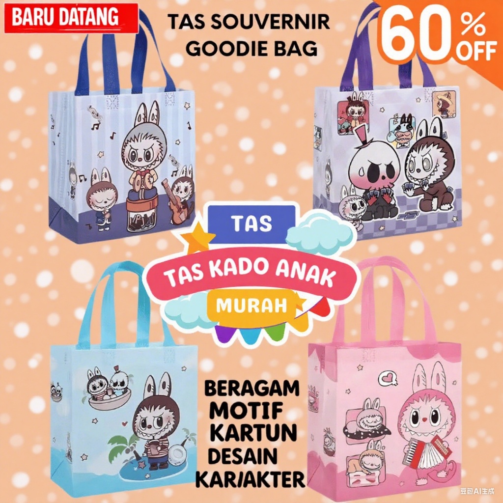 

Tas Spunbond Motif Lucu - Goodie Bag Kado Ultah, Souvenir Hampers & Tas Custom - Bahan Premium - Free Design - Ready Stock!