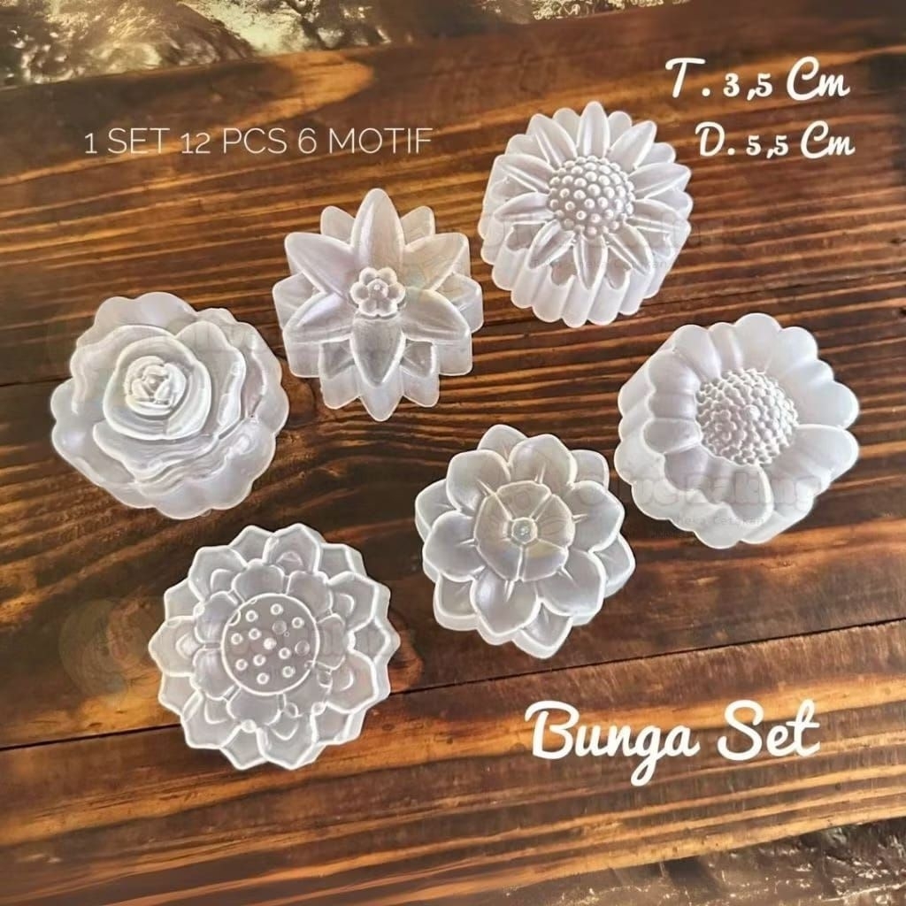 [Isi12] Cetakan Cup Bunga Set Kue 5.5 cm Plastik / Cetakan Bunga Lotus / Cetakan Puding Plastik / Ce