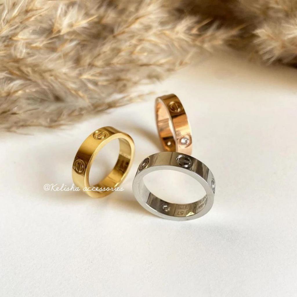 Kelisha Accessories - Cincin Couple Love Screw Premium (CTR) – Emas, Silver, Rose Gold