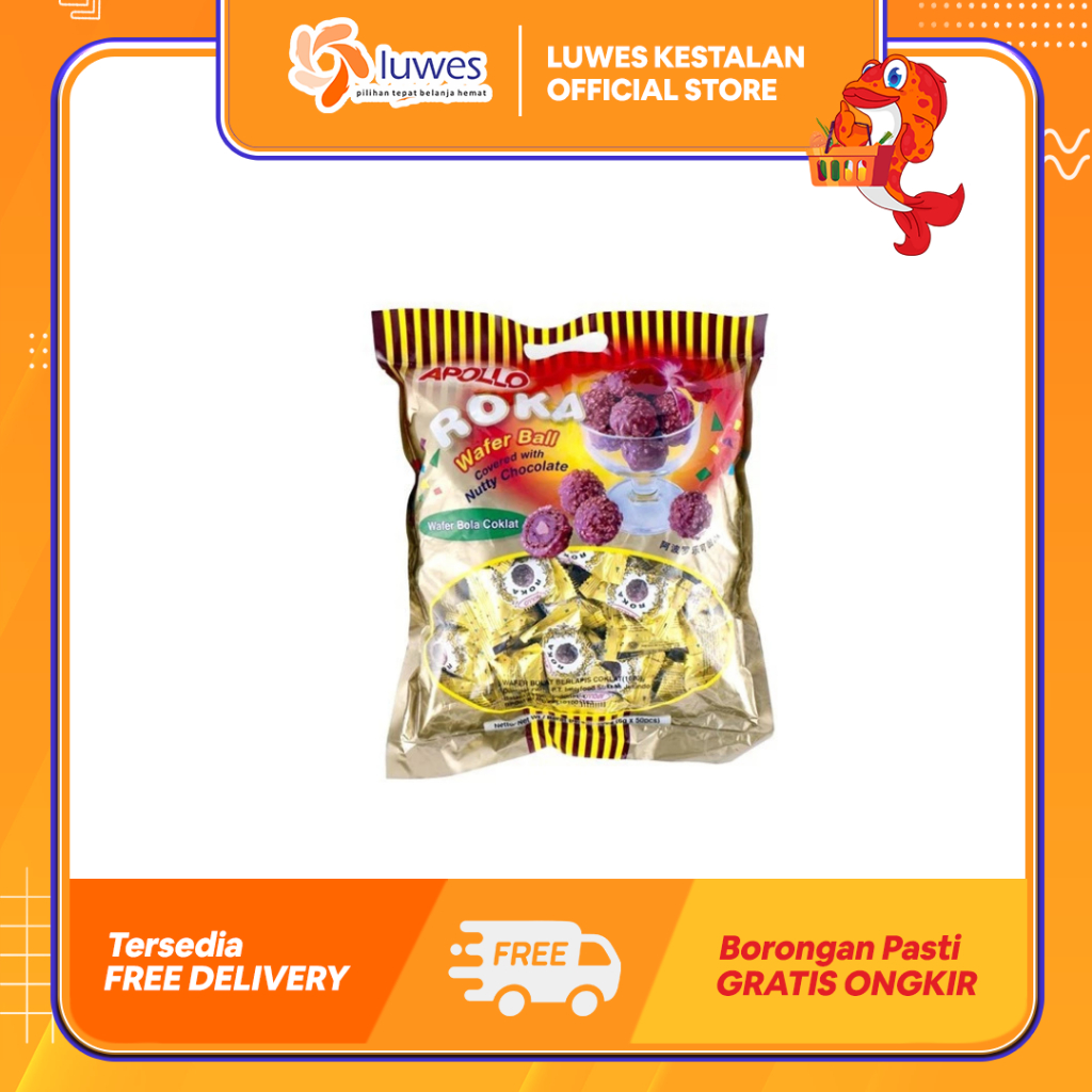 

Apollo Roka Wafer Bola Cokelat 50pcs Cokelat / Susu / Pandan Susu Wafer Ball Bersalut Cokelat Yang Nikmat