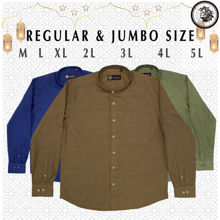V4 CLASSIC DARKMAN M L XL 2L 3L 4L 5L - Kemeja Koko Pria Katun Rami JUMBO BIG SIZE Polos Lengan Panj