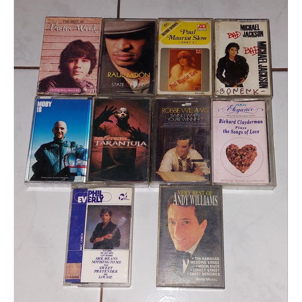 kaset VICTOR WOOD-THE Best Of / RAUL MIDON-State Of Mind / PAUL MAURIAT-Slow Part 2 / MICHAEL JACKSO