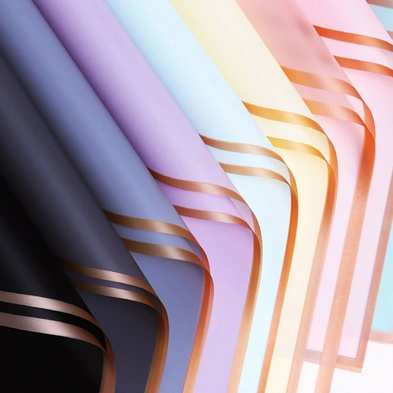 

Kertas Buket Cellophane Frame Gold Flower Wrapping/Pembungkus bunga buket per lembar (Ecer)