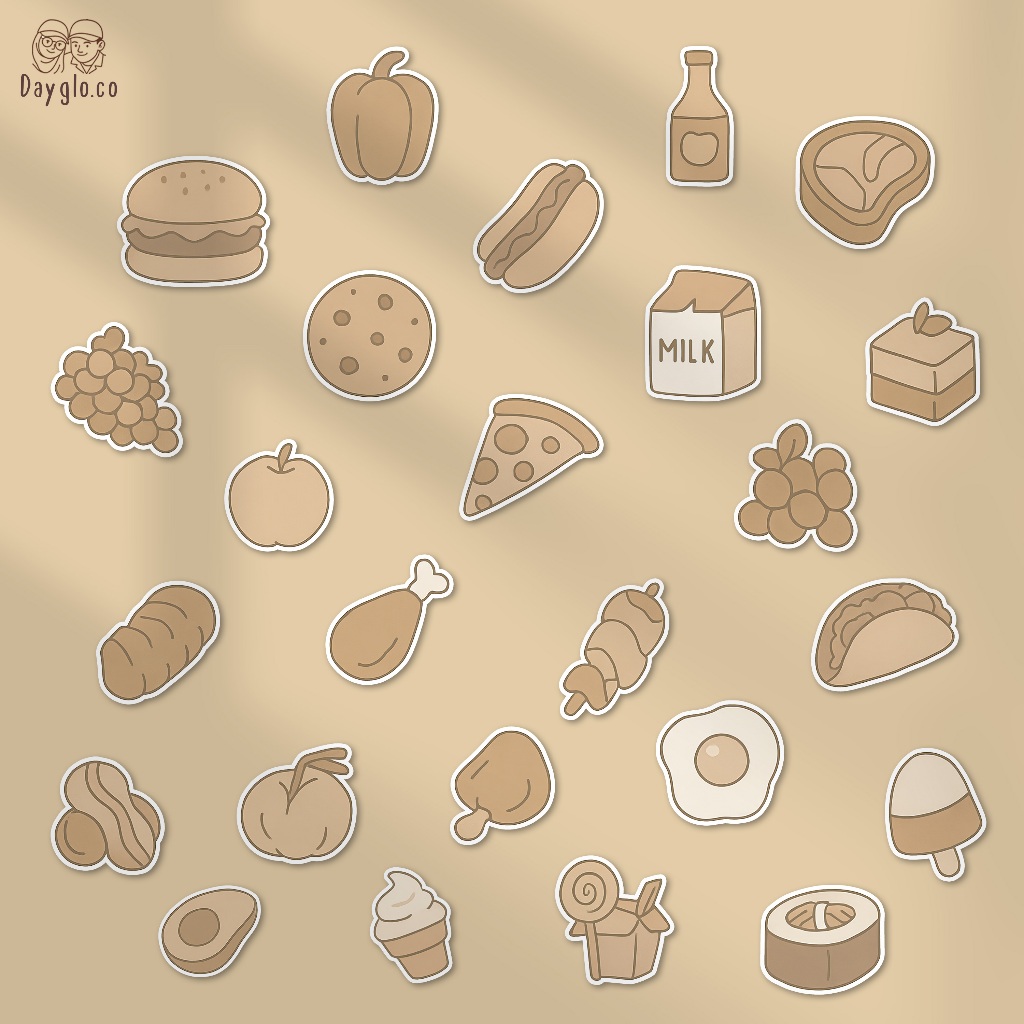 

[DAYGLO] 35 Pcs Sticker Toasty Treats | Vinyl Sticker Waterproof | Journaling | Case HP | Laptop