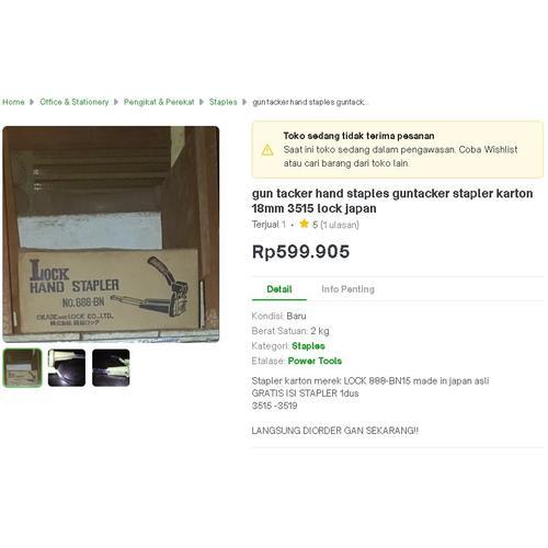 

gun tacker hand staples guntacker stapler karton 18mm 3515 lock japan