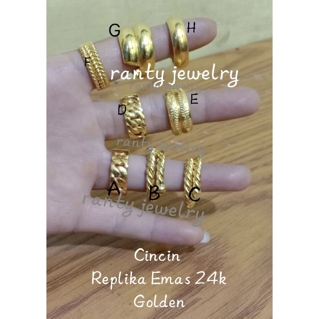 Cincin Replika Emas 24k Golden, 20-30 gr Terbaru, Cincin London, Cincin wanita, Cincin pria