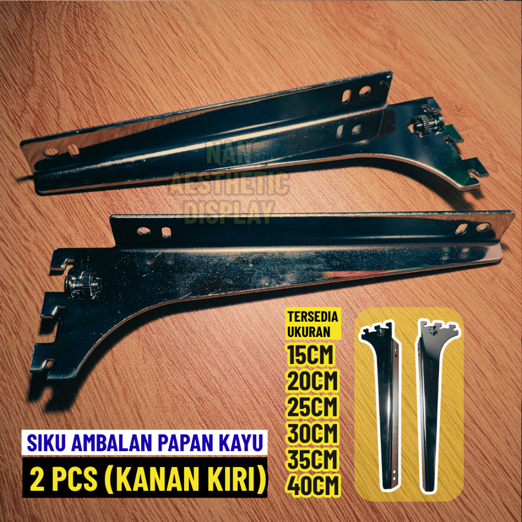 2 PCS KANAN KIRI Braket Ambalan papan kayu siku kayu besi shelving untuk tiang braket rak dinding ka