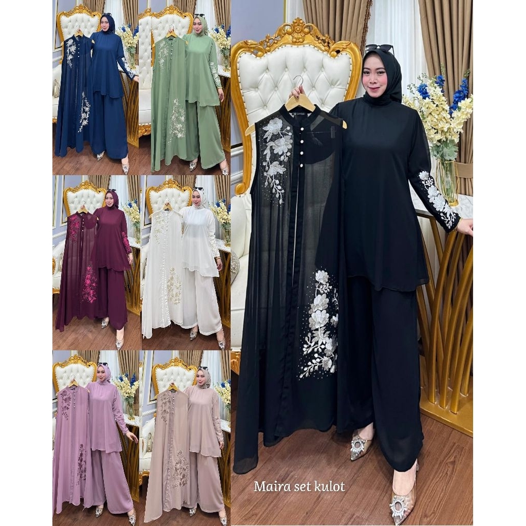 Setelan Celana Panjang Kulot wanita Jumbo Ceruti Babydoll Polos Kekinian Bordir Korean Style set Out