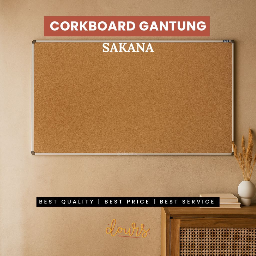 

Cork Board Papan Tulis SAKANA PushPin Murah Mading Decor 80x120 90x120 90x180 120x180 120x240 Custom