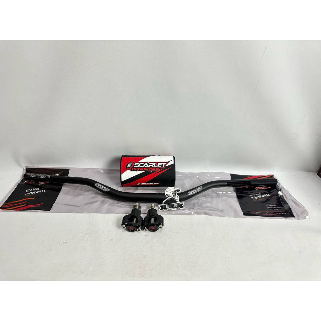 Stang fatbar SCARLET low 5,8mm plus busa dan raisel Cnc trail motocross supermoto trabas klx crf wr 