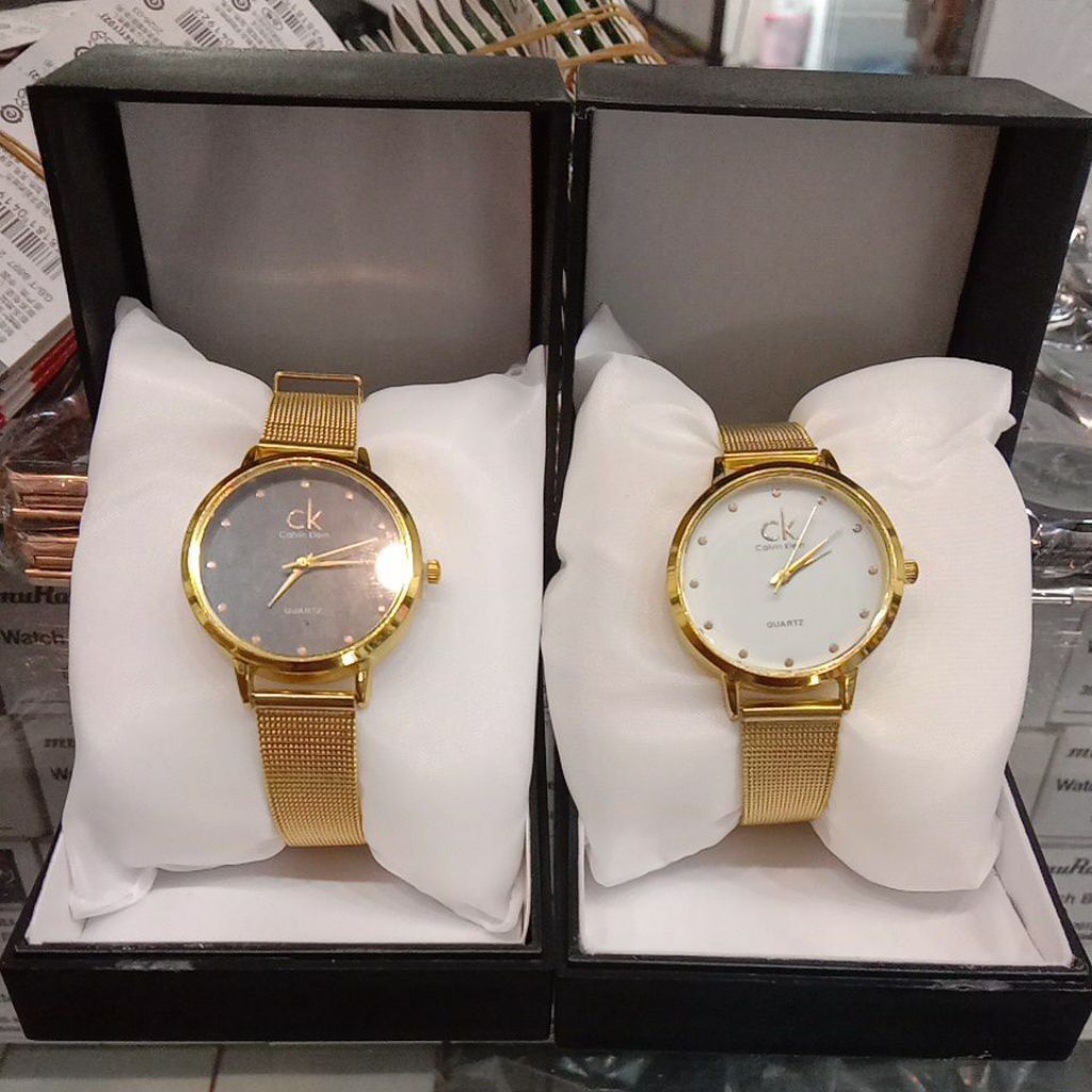 jam tangan fhasion cewek ck pasir full gold+ batrai cadangan 1pcs