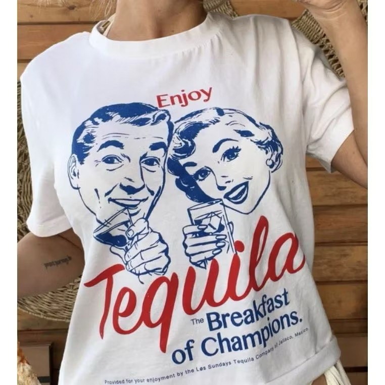 Kaos Tequila Breakfast / Kaos Kata Kata / Kaos Pria Wanita Katun 24s Premium Terbaik