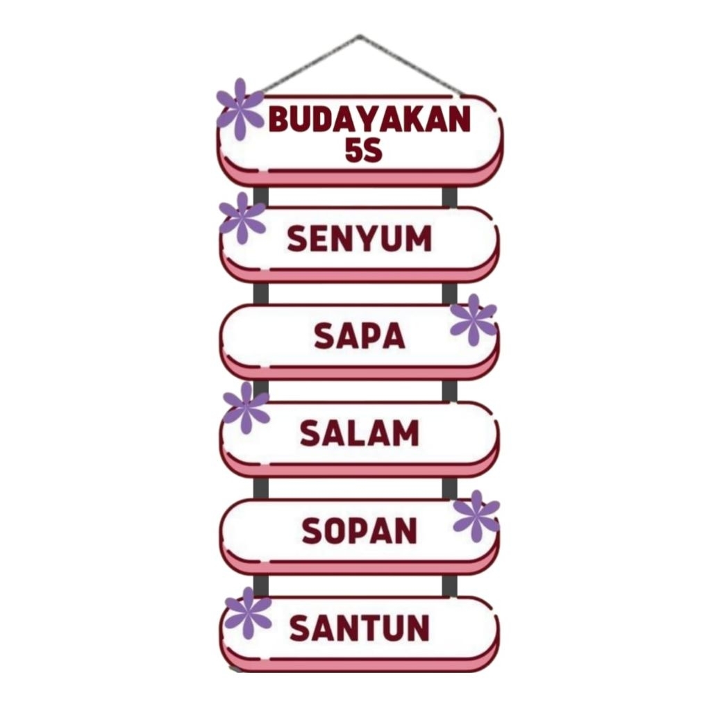 Poster Gantung Budayakan 5S Senyum Sapa Salam Sopan Santun Edukasi Anak Poster Gantung
