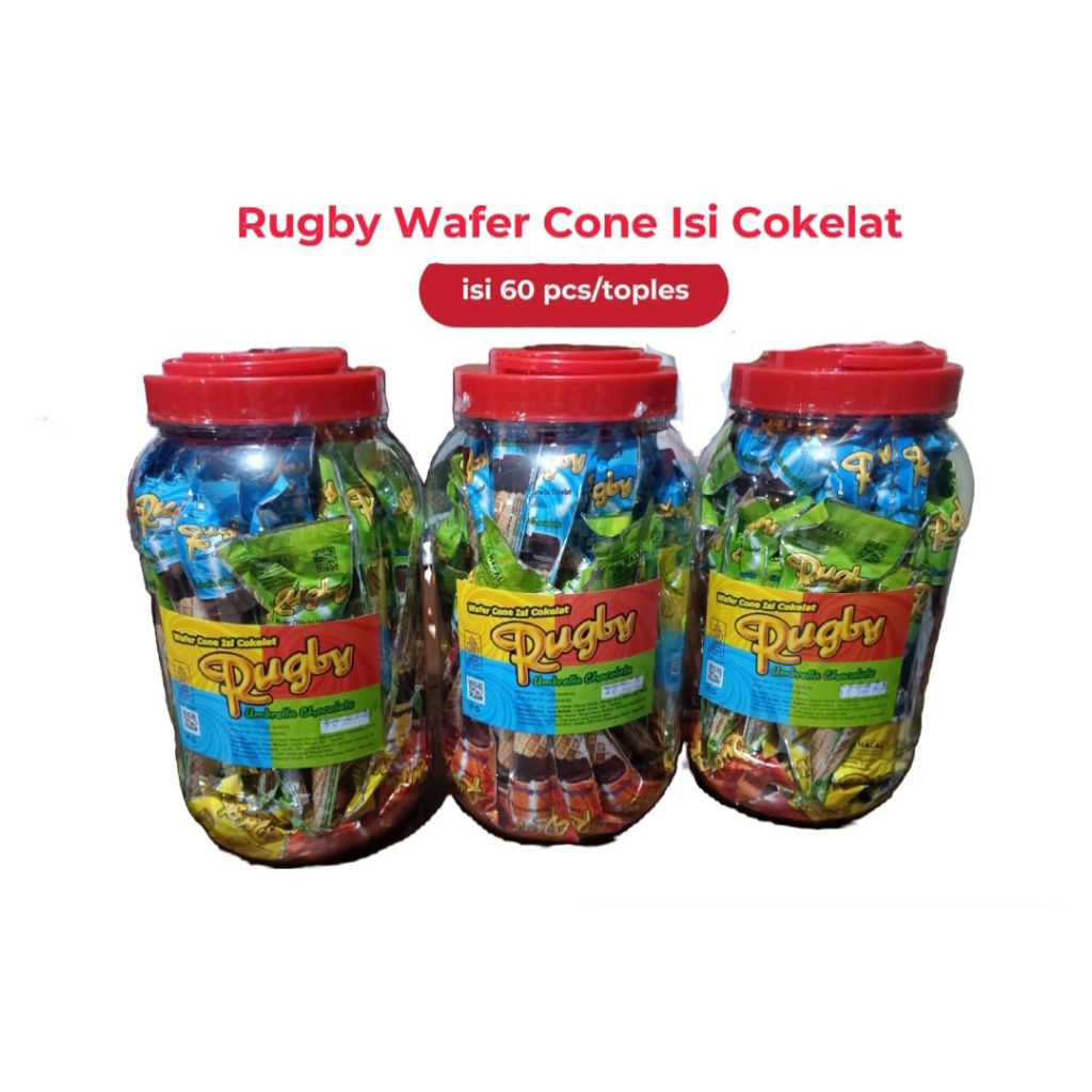 

Rugby Wafer Cone isi Cokelat Wafer Payung isi Cokelat isi 60 pcs/toples