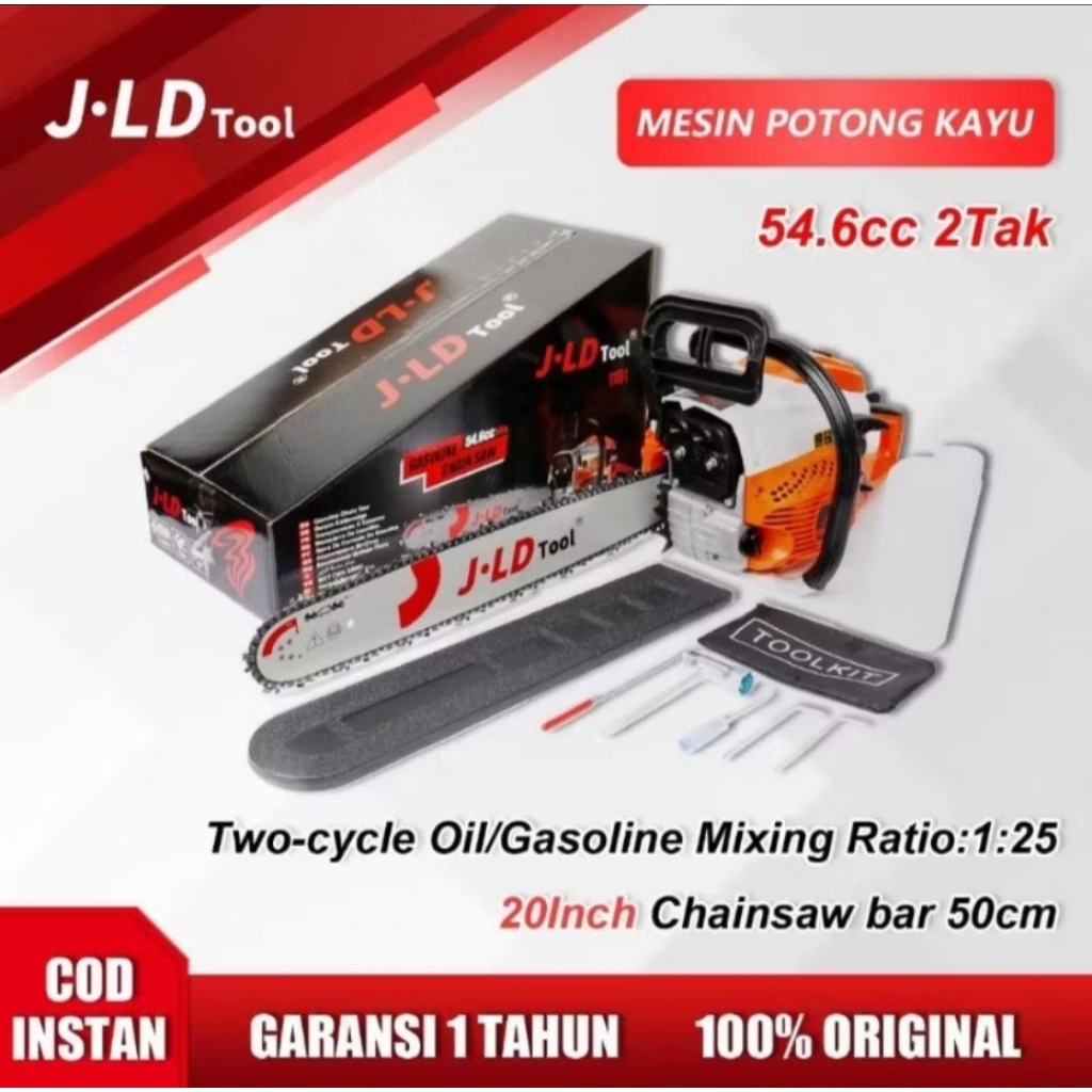 MESIN SENSO MESIN CHAINSAW MESIN PEMOTONG KAYU 2 TAK 58CC 20INCH JLD TOOL KOMPLIT SATU SET