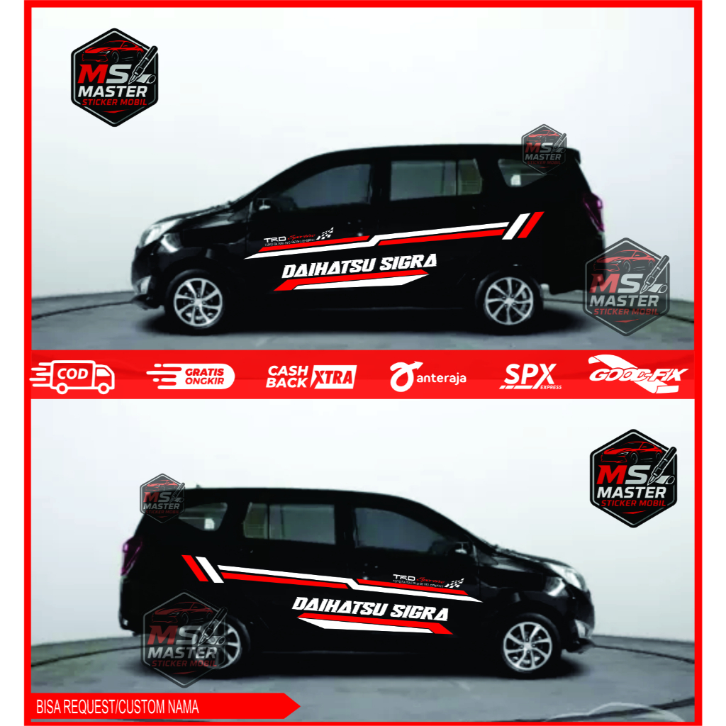 Stiker mobil daihatsu sigra cuting stiker body samping sigra stiker body mobil universal