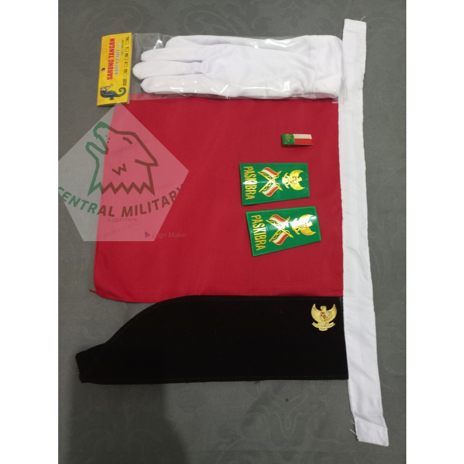 Topi Paskibra Scraf Paskibra Syal Songkok Upacara Set - Atribut Paskibra Upacara