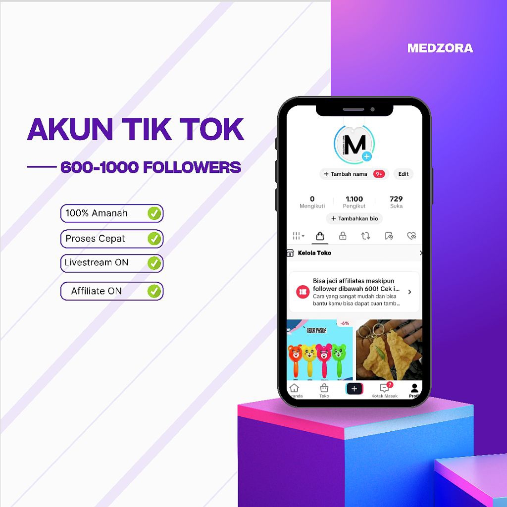 Akun Tiktok Follower 600-1000 Fyp Real Indo Followers Aktif Bisa Live Dan Garansi 100%