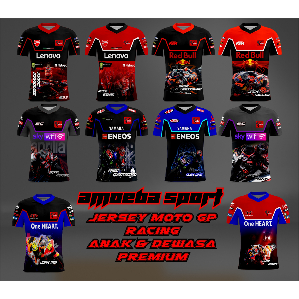 AMOEBA(PREMIUM) JERSEY MOTO GP/JERSEY RACING/BAJU RACING PRINTING TERBARU NEW DESAIN JERSEY MANDALIK