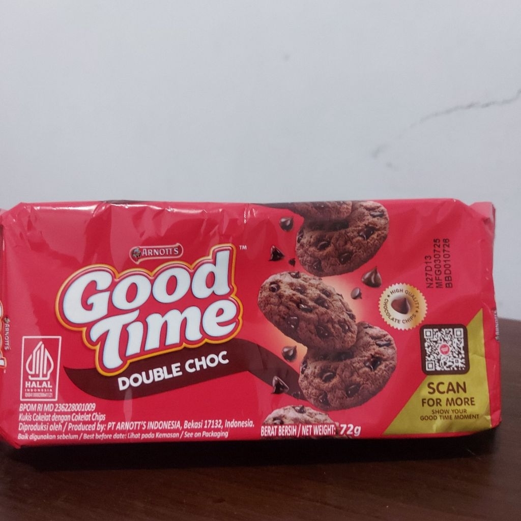 

Snack Cemilan Cookies Good Time Double Choc 72gr x 2pcs