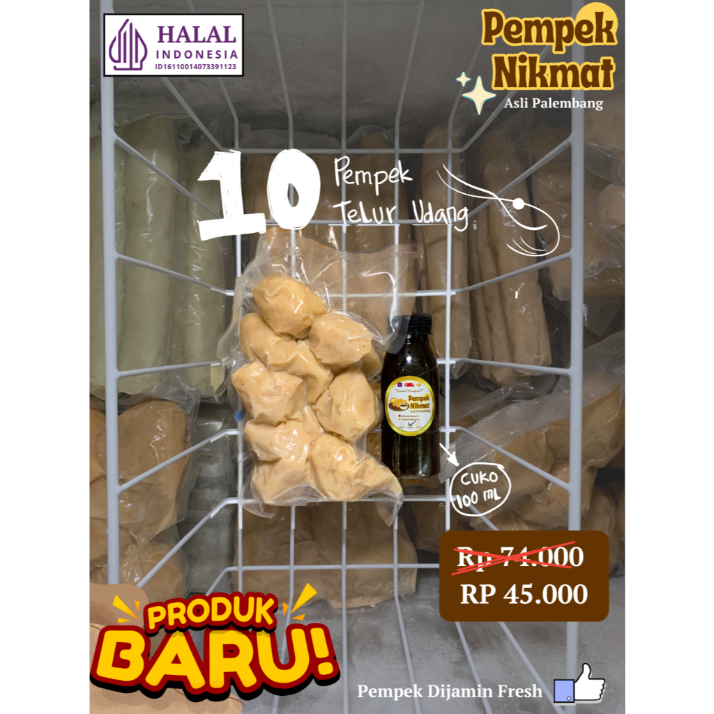 

10 Pempek Telur Udang + cuko 100 ml - Asli Palembang [Pempek NikMat]
