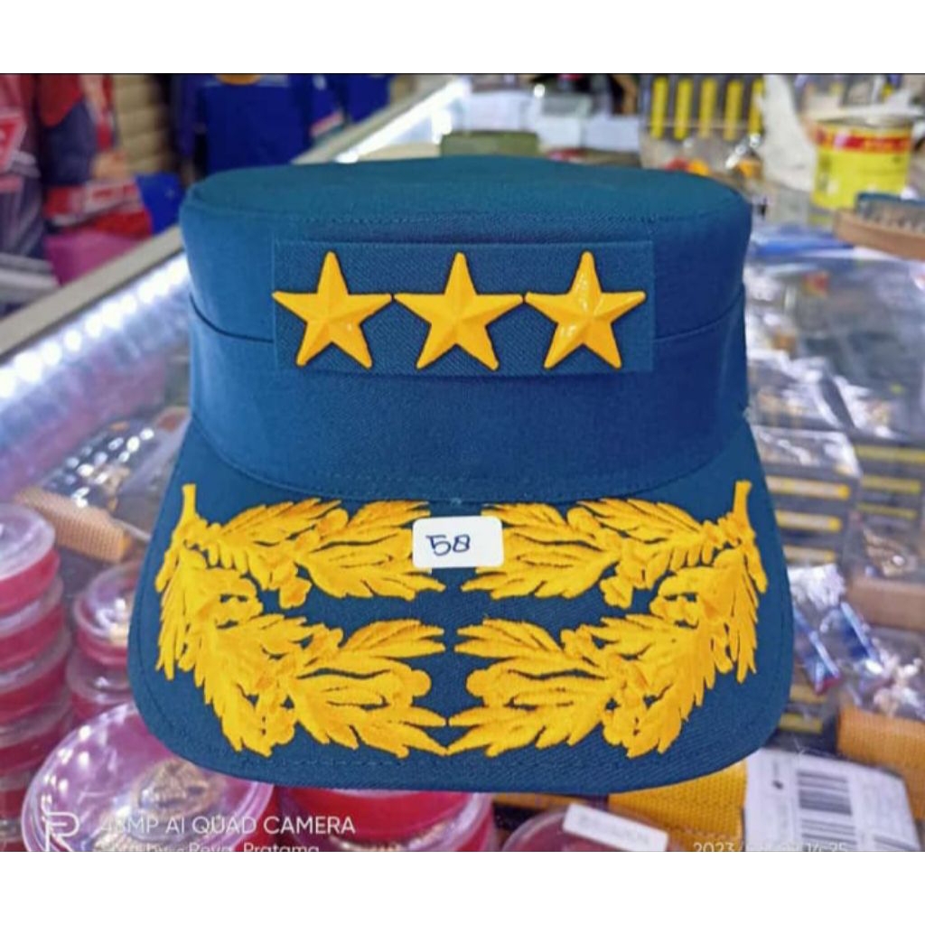 Topi Pet PDH Pati TNI AL + Pangkat Costum