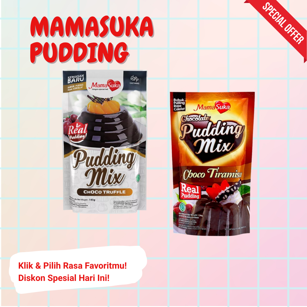 

Mamasuka Pudding Mix Choco Tiramisu & Choco Truffle – Dessert Praktis Siap Saji