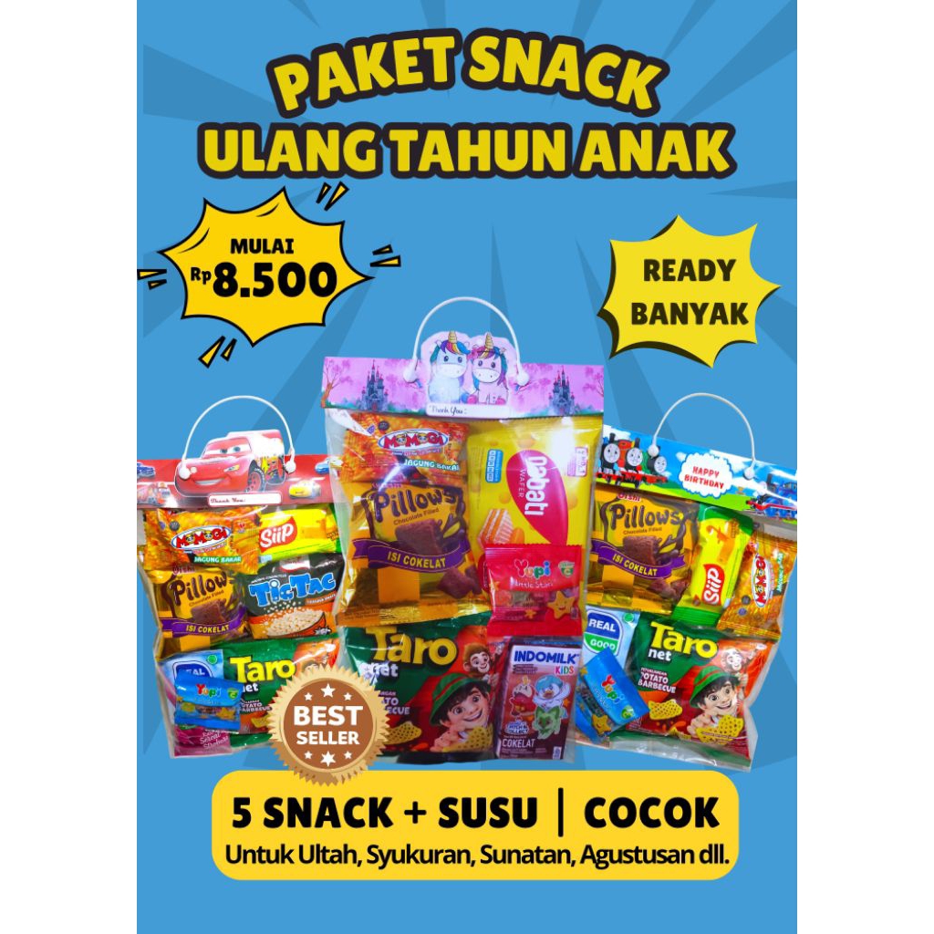 

BEST SELLER (READY) PROMO BELI 30 GRATIS 1 PAKET SNACK ULANG TAHUN ANAK/ BINGKISAN