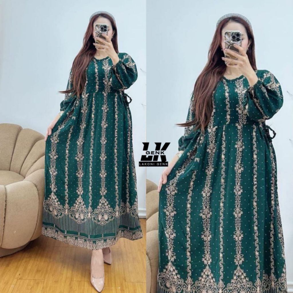 Daster Chibi Longdres Motif Cantik Rayon Tebal Trends LD 120 cm Busui Resleting Depan Terlaris