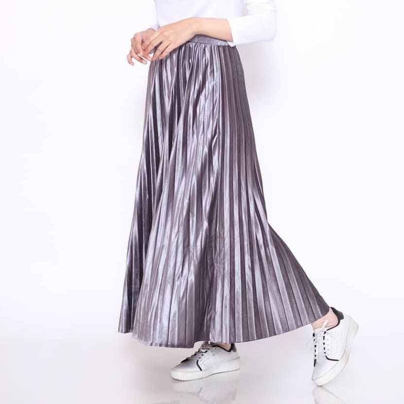 Rok Plisket Bludru Panjang / Rok Plisket Bludru