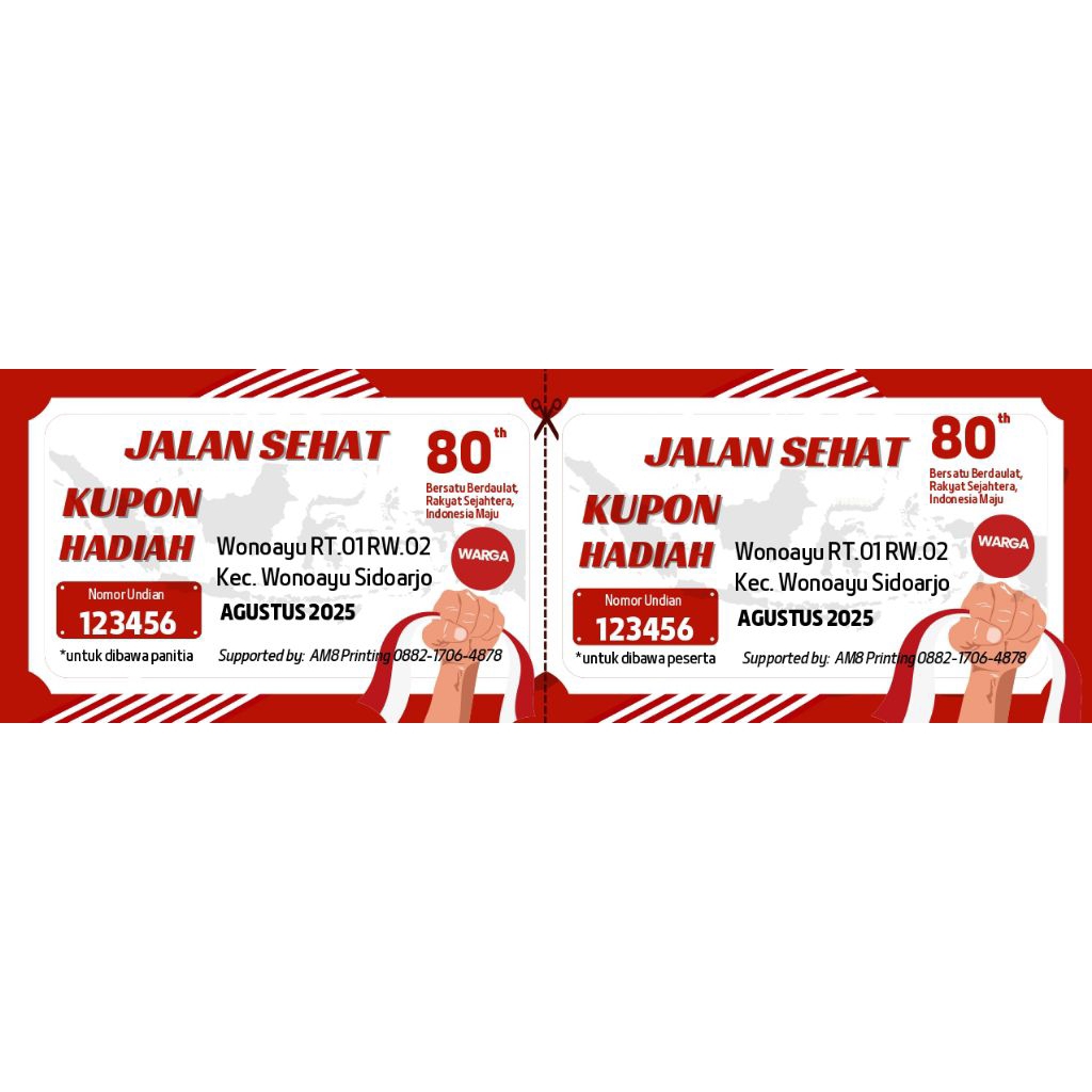 KUPON JALAN SEHAT CUSTOM DESIGN FULL COLORTERMURAH DI JAWA TIMUR