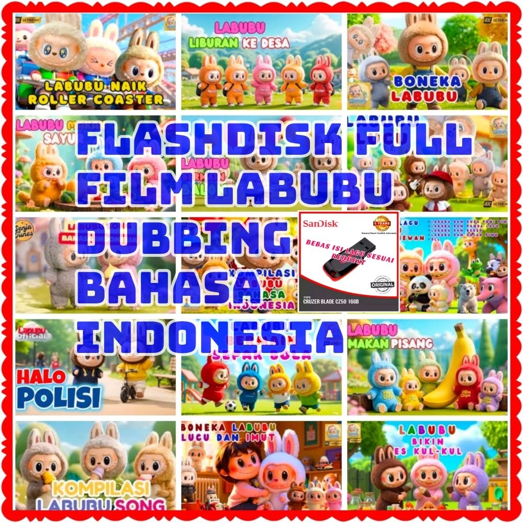 USB FILM KARTUN LABUBU DUBBING BAHASA INDONESIA-FLASDIS FILM KARTUN LABUBU-FILM BOX LABUBU-FILM ANAK