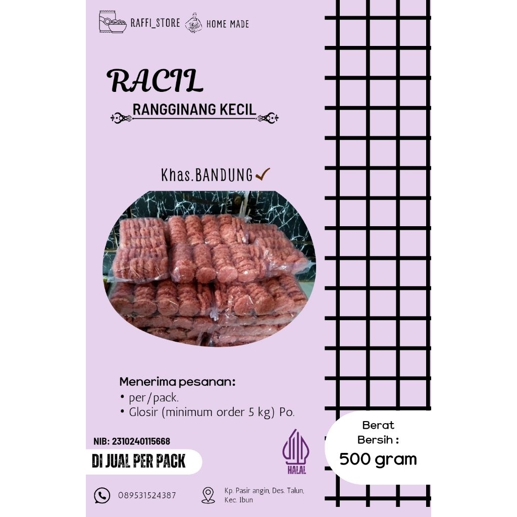 

Rangginang kecil MENTAH, isi 40 pics (RACIL) 500 gram (per/pack)