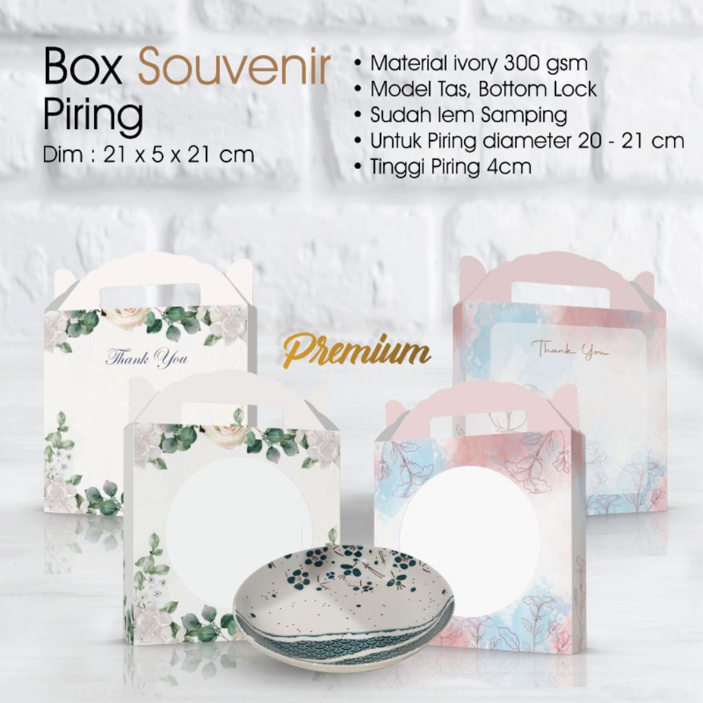 

Box Souvenir Piring Uk. 21 x 5 x 21 cm Model Tas Button Lock (PROMO!!!)